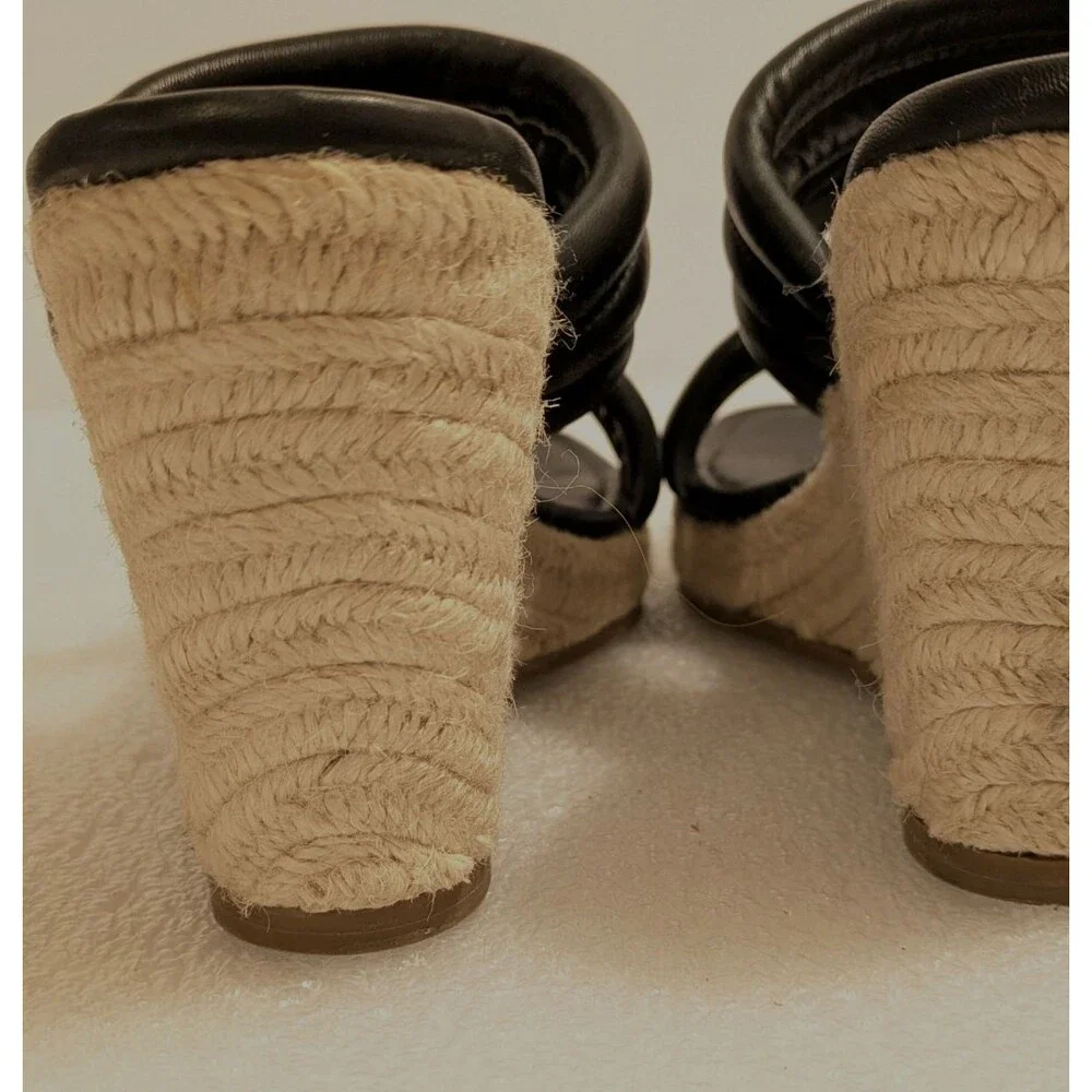 Steve Madden Tahani Wedge Espadrille Sandals Black Women's Size 9 Coastal Chic